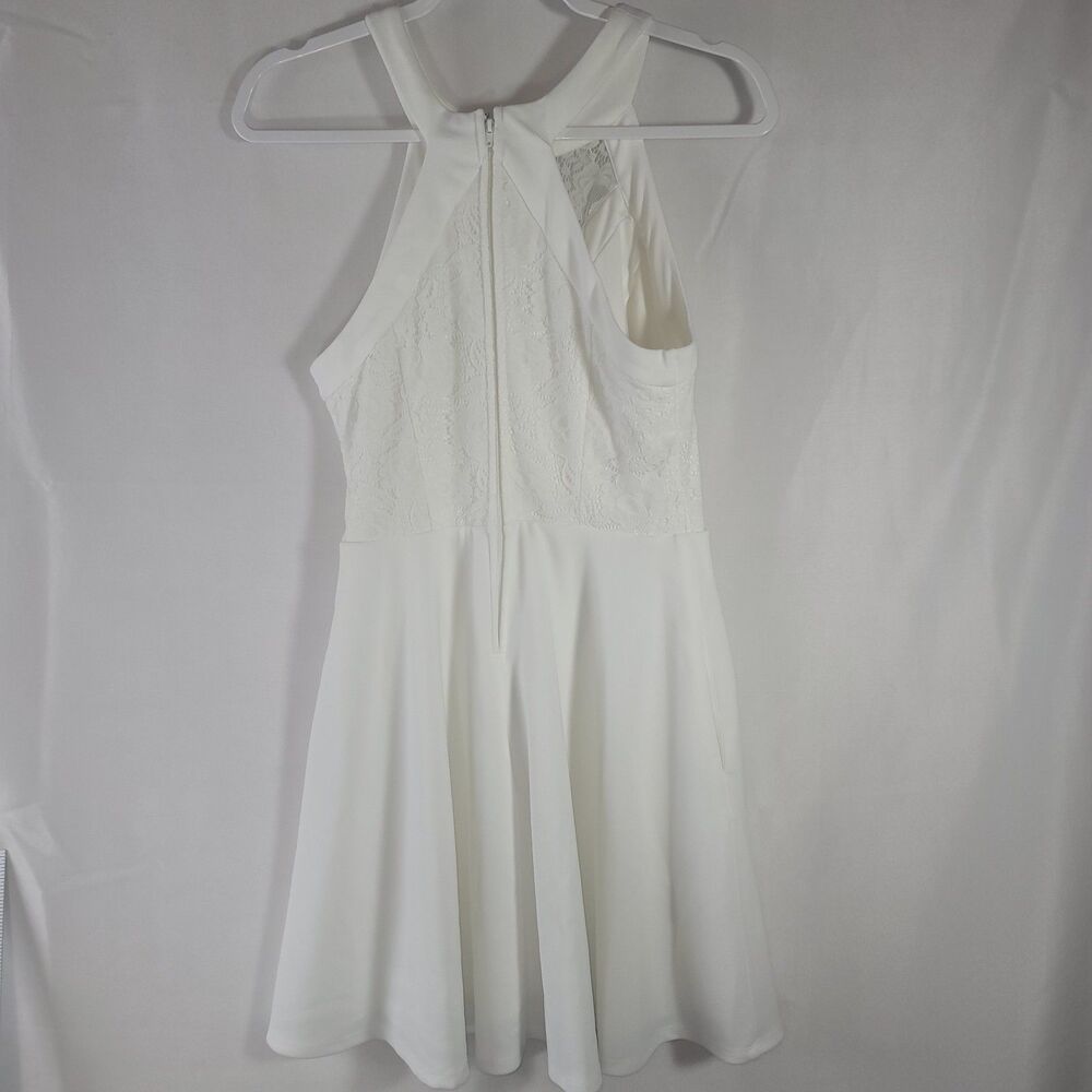 Xtraordinary White Lace Halter Skater Dress Juniors Size 9 Bridal Party Mini - Picture 3 of 9